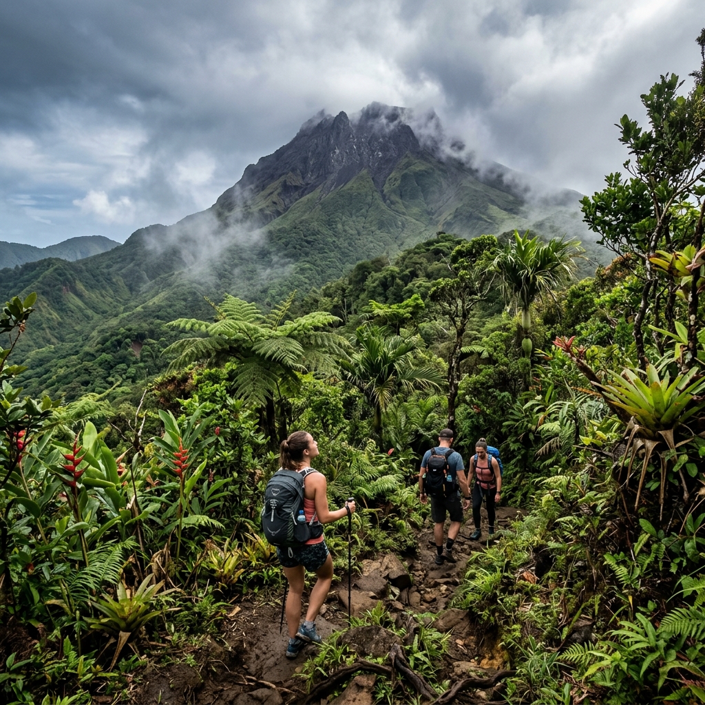 La Soufrière Volcano trek trail